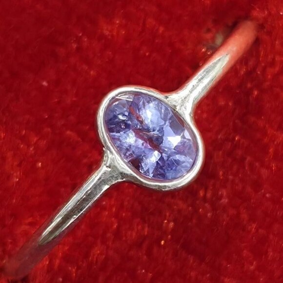 Silver Tanzanite (0.4ct) Rhodium Plated Ring - Picture 1 of 3